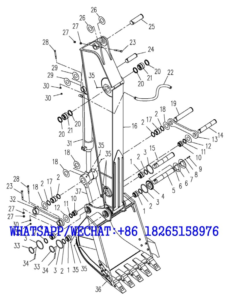 4. 310700013 Worker Equipment Arm、Link、Bucket - XE215C HYDRAULIC EXCAVATOR PARTS HANDBOOK