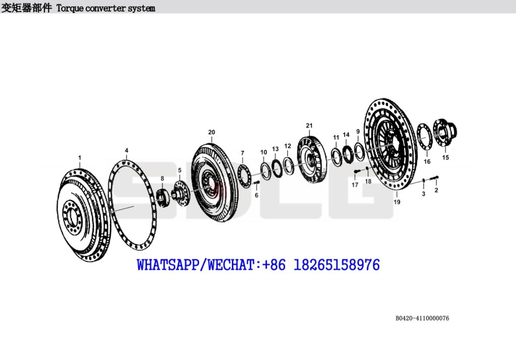 8.SDLG LG938L WHEEL LOADER PARTS CATALOG Torque converter system B0420-4110000076